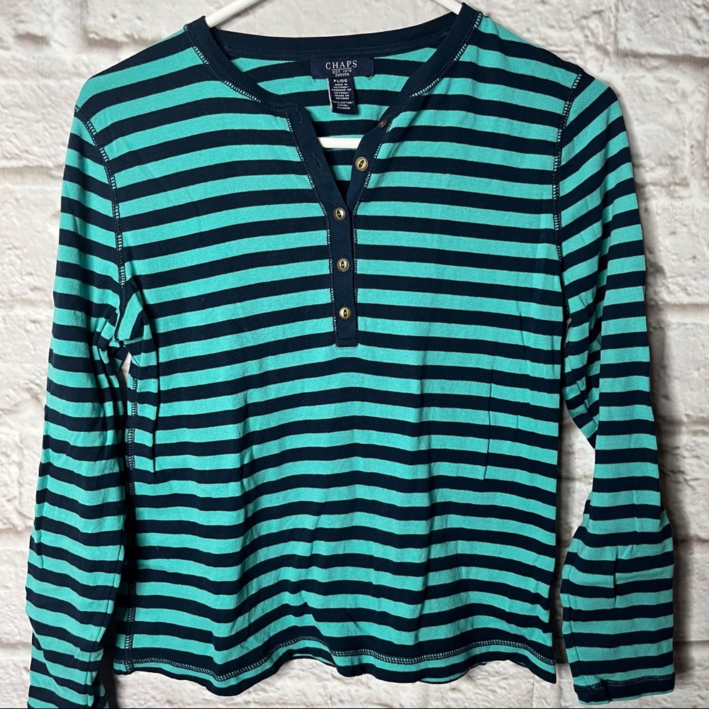 Chaps Striped Long Sleeve Top Size Womens Large‎ Petite